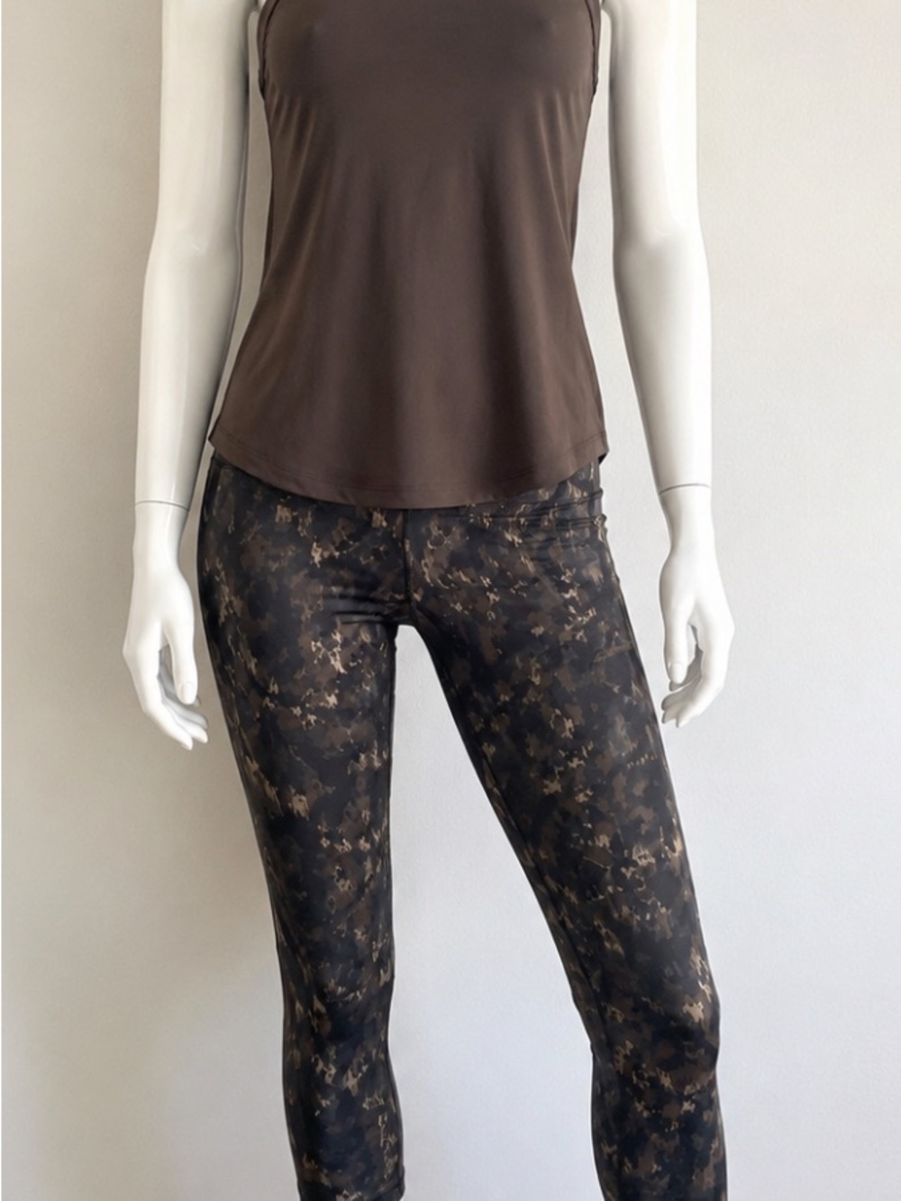 RBX Brown Patterned High-Rise Active Leggings and matching top